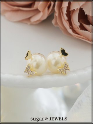 ピアス】バタフライビジューピアス【1カラー】[OF02] - ドレスショップ