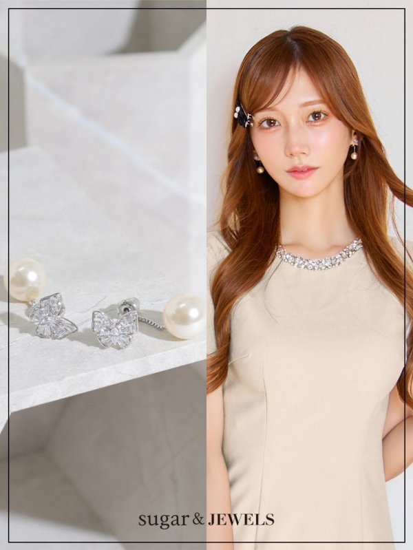 画像1: 【ピアス】バタフライパールビジューピアス【Fサイズ/1カラー】[OF02]　 (1)