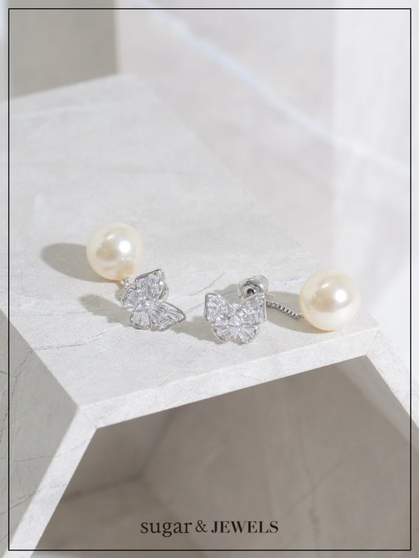 画像2: 【ピアス】バタフライパールビジューピアス【Fサイズ/1カラー】[OF02]　 (2)