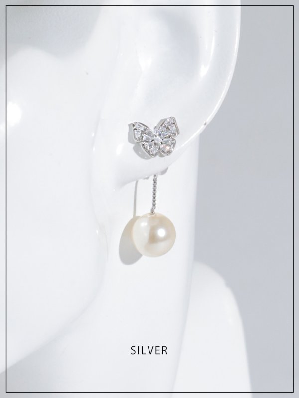 画像3: 【ピアス】バタフライパールビジューピアス【Fサイズ/1カラー】[OF02]　 (3)