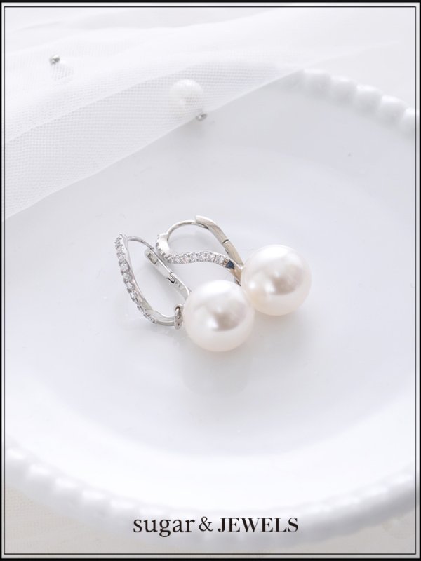 画像1: 【ピアス】ビジューラインパールフープピアス【Fサイズ/1カラー】[OF02]  (1)