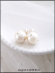 画像2: 【ピアス】ビジューダブルパールピアス【Fサイズ/1カラー】[OF02]  (2)