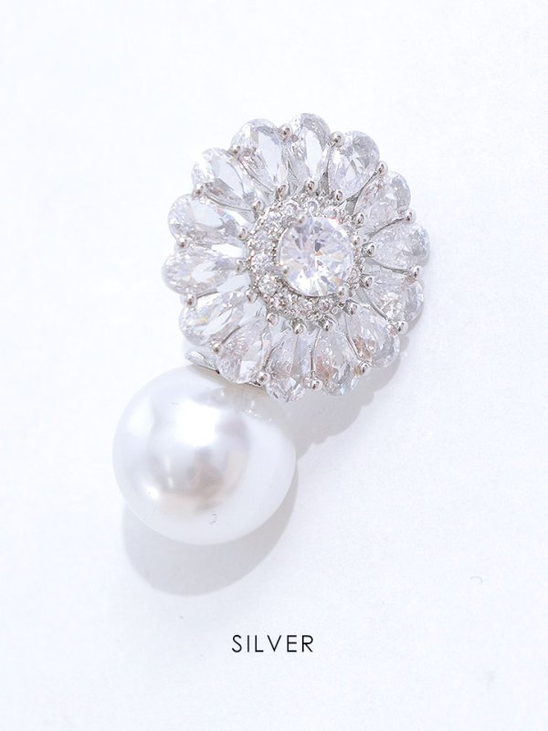 画像2: パールシルバービジューピアス【アクセサリー:ピアス】【OF02】 (2)