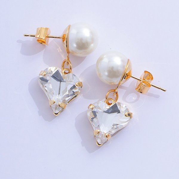 画像6: 【アクセサリー:ピアス】パールハート2連ピアス【3カラー】【OF02】 (6)