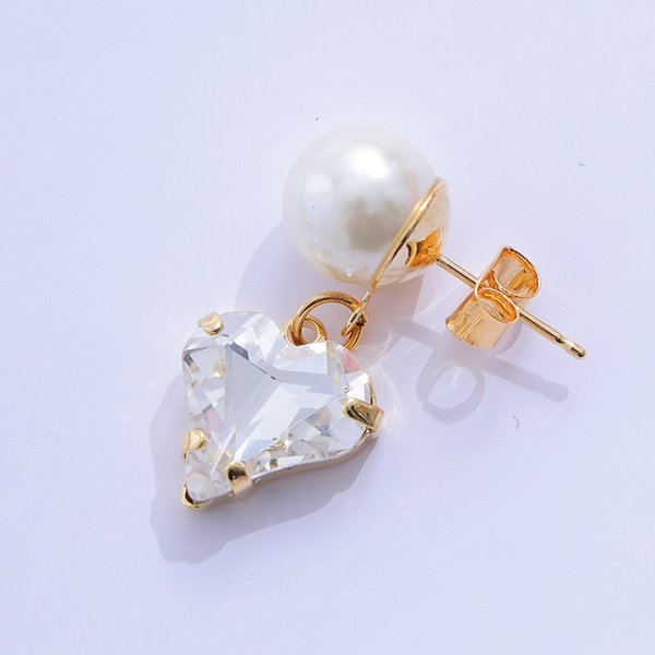 画像7: 【アクセサリー:ピアス】パールハート2連ピアス【3カラー】【OF02】 (7)