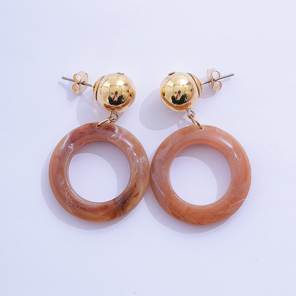 画像2: 【アクセサリー:ピアス】べっ甲サークルピアス【2カラー】【OF02】 (2)