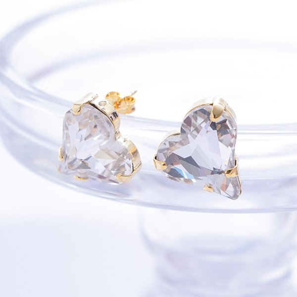 画像5: 【アクセサリー：ピアス】ハートビジューストーンピアス【2カラー】【OF02】 (5)