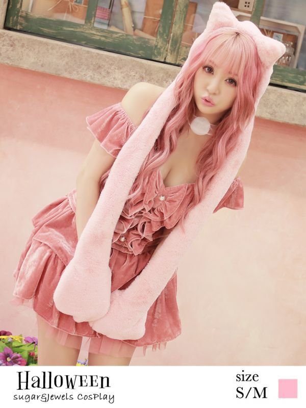 画像2: 【即日発送】さくりなちゃんコラボふわふわキャット【ハロウィンコスプレ5点セット】【S-Mサイズ/1カラー】[HC02] (2)