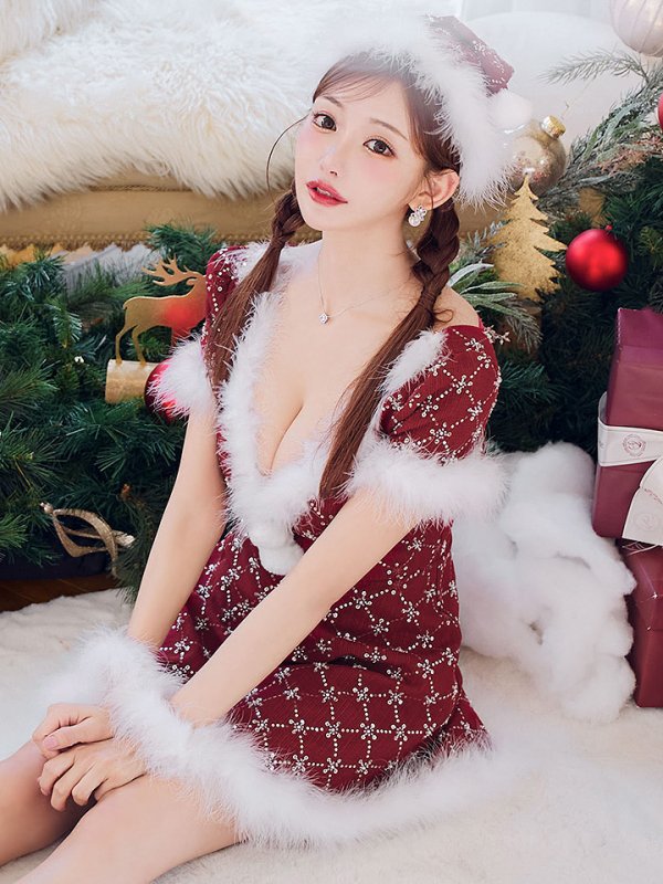 画像5: 【SALE!】【サンタコス 4点セット】【XS-Lサイズ/2カラー】ビジューフレアスカートサンタコスプレ[YMT] (5)