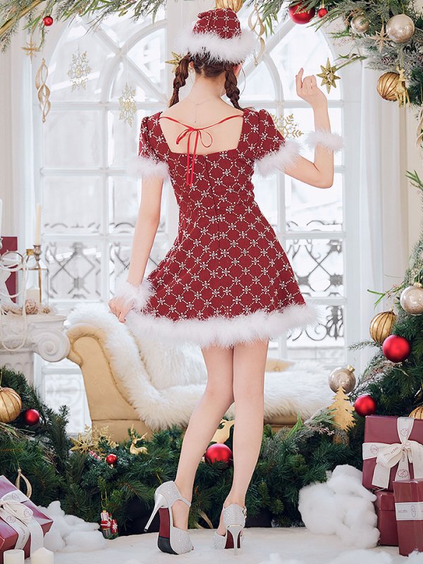 画像6: 【SALE!】【サンタコス 4点セット】【XS-Lサイズ/2カラー】ビジューフレアスカートサンタコスプレ[YMT] (6)