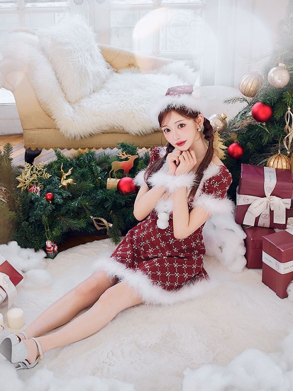 画像9: 【SALE!】【サンタコス 4点セット】【XS-Lサイズ/2カラー】ビジューフレアスカートサンタコスプレ[YMT] (9)