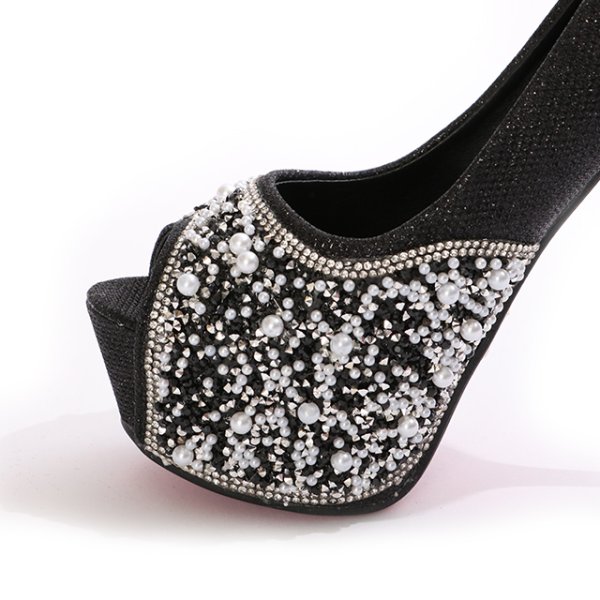 画像6: 再入荷!ビジューオープントゥプラットフォームパンプス【34-40サイズ/2カラー】[OF02] (6)