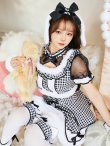 画像1: 【即日発送】たれ耳ギンガムチェックドーリーメイド【マリームーン】【ハロウィンコスプレ7点セット】【フリーサイズ/2カラー】[OF04] (1)