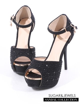 再入荷!ビジューオープントゥプラットフォームパンプス【34-40 再入荷!ビジューオープントゥプラットフォームパンプス【34-40