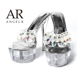AngelR 15cmヒール ビジューラインストーンオープントゥハイヒール 35 ANGEL R/エンジェルアール】15cmヒール/ ビジュー/ ラメ/ ライン
