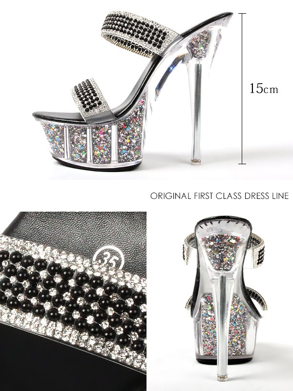 画像4: 【ANGEL R/エンジェルアール】15cmヒール/ クリア/ ビジュー/ラメ/サンダル[OF02] (4)