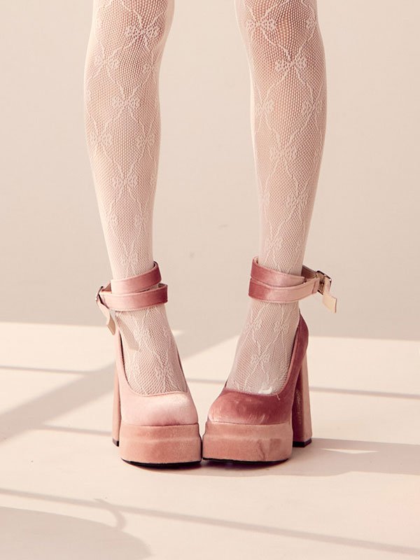 画像2: 【即日発送】1color/ 10cmヒール/ リボンモチーフ/ ハイヒール / パンプス/厚底 [OF03] (2)