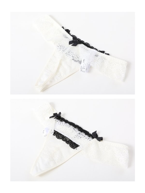 画像9: 【ランジェリー/下着】レース ホワイトxブラック ダブルストラップ 3/4カップブラジャー (9)