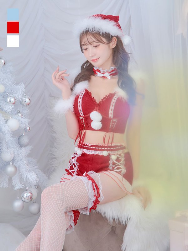 画像34: 【サンタセール！】【sugar nine×マリームーンコラボ】【S-Mサイズ/3カラー】セットアップレースサンタコスプレ[YMT] (34)