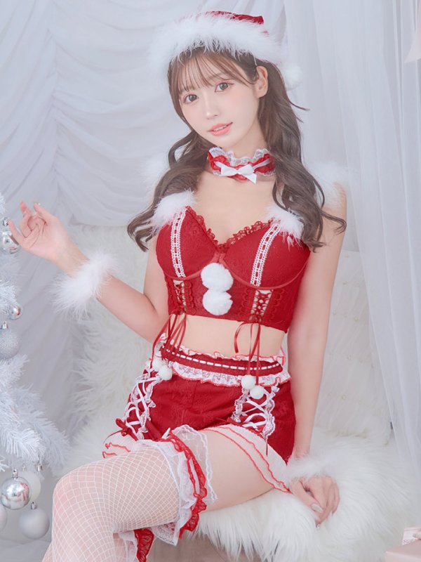 画像9: 【サンタセール！】【sugar nine×マリームーンコラボ】【S-Mサイズ/3カラー】セットアップレースサンタコスプレ[YMT] (9)