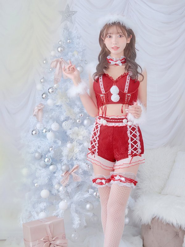 画像13: 【サンタセール！】【sugar nine×マリームーンコラボ】【S-Mサイズ/3カラー】セットアップレースサンタコスプレ[YMT] (13)