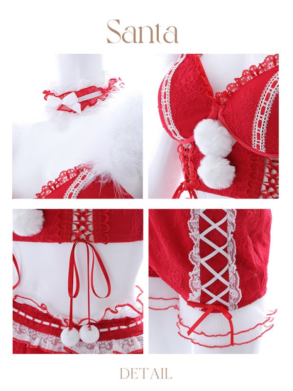 画像45: 【サンタセール！】【sugar nine×マリームーンコラボ】【S-Mサイズ/3カラー】セットアップレースサンタコスプレ[YMT] (45)