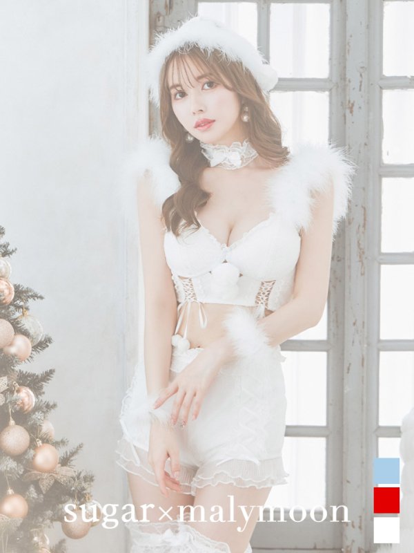 画像3: 【サンタセール！】【sugar nine×マリームーンコラボ】【S-Mサイズ/3カラー】セットアップレースサンタコスプレ[YMT] (3)