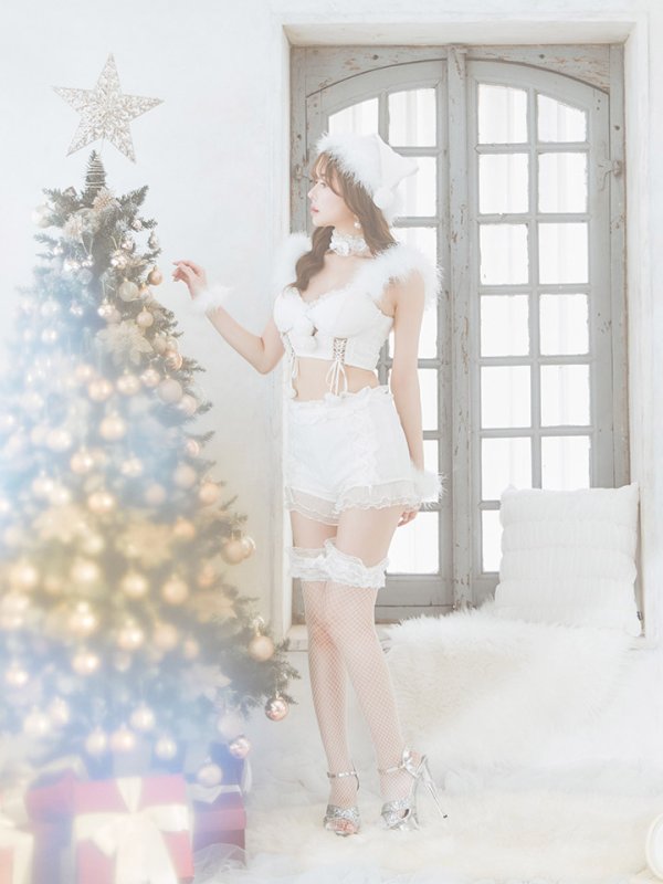 画像16: 【サンタセール！】【sugar nine×マリームーンコラボ】【S-Mサイズ/3カラー】セットアップレースサンタコスプレ[YMT] (16)