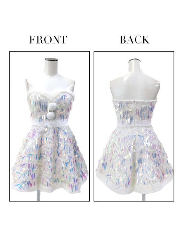 画像12: 【サンタセール！】【sugar nine サンタコス 5点セット】【XS〜Lサイズ/1カラー】オーロラスパンコールベアトップフレアサンタコスプレ(5578SB)[YMT] (12)