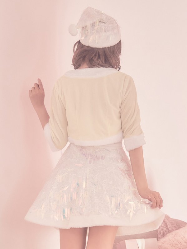 画像8: 【サンタセール！】【sugar nine サンタコス 5点セット】【XS〜Lサイズ/1カラー】オーロラスパンコールベアトップフレアサンタコスプレ(5578SB)[YMT] (8)