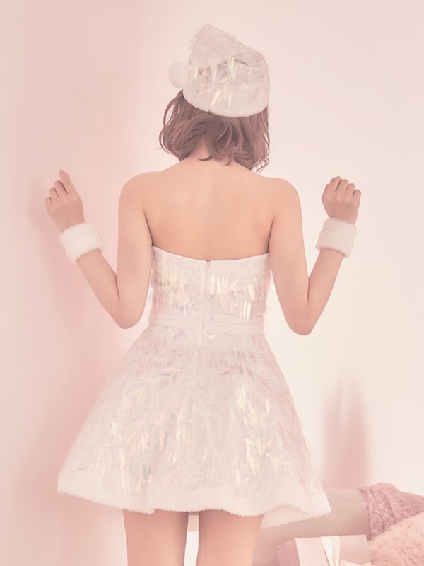 画像7: 【サンタセール！】【sugar nine サンタコス 5点セット】【XS〜Lサイズ/1カラー】オーロラスパンコールベアトップフレアサンタコスプレ(5578SB)[YMT] (7)