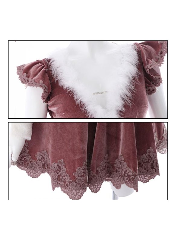 画像18: 【sugar nine サンタコス 5点セット】【S-XLサイズ/2カラー】フレアスリーブ刺繍レースフレアサンタ[OF03] (18)