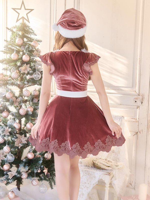 画像15: 【sugar nine サンタコス 5点セット】【S-XLサイズ/2カラー】フレアスリーブ刺繍レースフレアサンタ[OF03] (15)