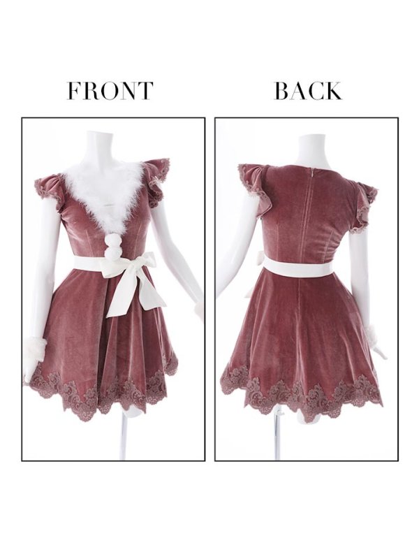 画像17: 【sugar nine サンタコス 5点セット】【S-XLサイズ/2カラー】フレアスリーブ刺繍レースフレアサンタ[OF03] (17)