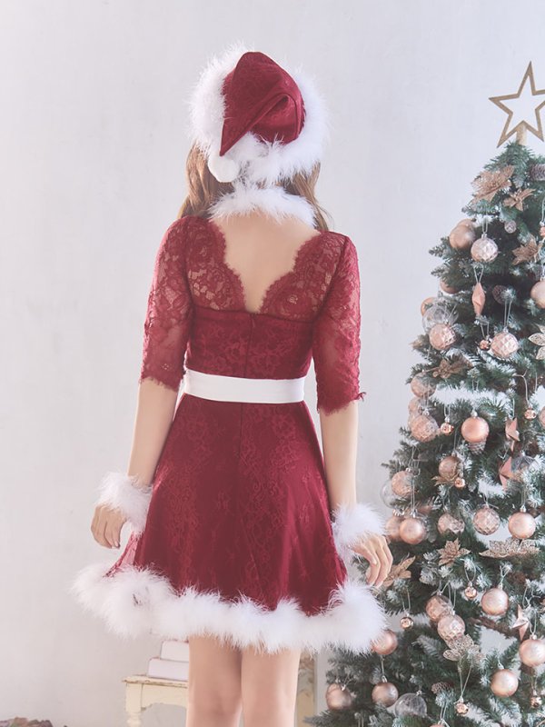 画像6: 【sugar nine サンタコス 6点セット】【S-XLサイズ/1カラー】総レースフレアサンタ[YMT] (6)