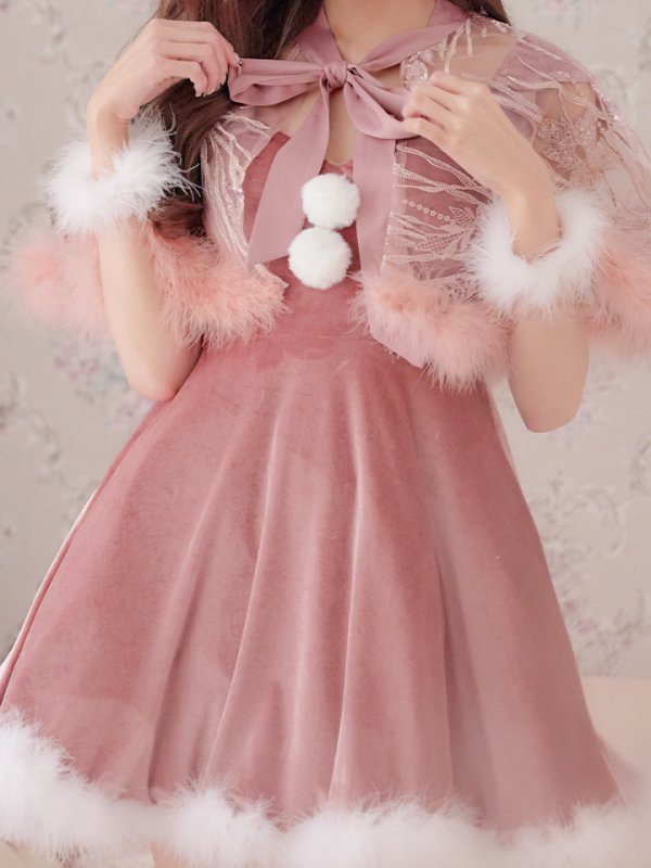 画像5: 【ノベルティ対象】【即日発送】【sugar nine サンタコス 5点セット】【S-XLサイズ/3カラー】ポンチョ付きフレアサンタコスプレ[YMT] (5)