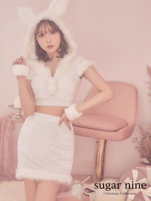 画像4: 【即日発送！】【XS-XLサイズ/3カラー】ベロアフードバニーセットアップサンタコスプレ[YMT] (4)