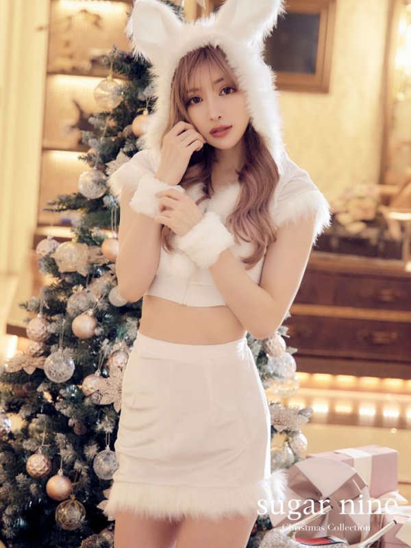 画像2: 【即日発送！】【XS-XLサイズ/3カラー】ベロアフードバニーセットアップサンタコスプレ[YMT] (2)