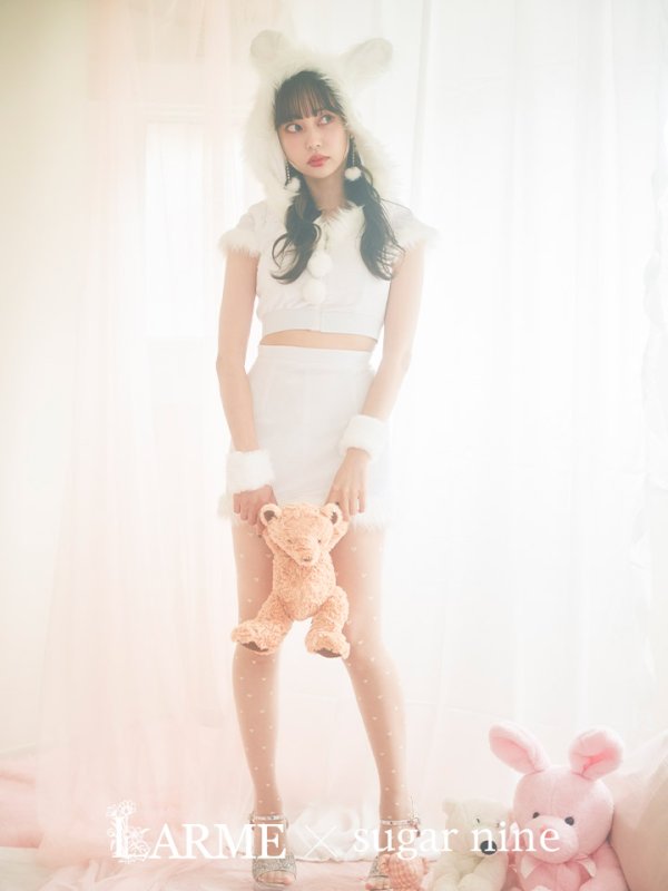 画像3: 【即日発送！】【XS-XLサイズ/3カラー】ベロアフードバニーセットアップサンタコスプレ[YMT] (3)