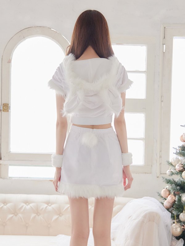 画像6: 【即日発送！】【XS-XLサイズ/3カラー】ベロアフードバニーセットアップサンタコスプレ[YMT] (6)