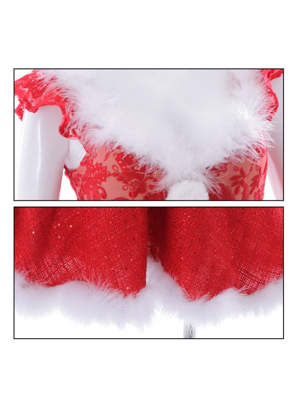 画像11: 【サンタセール！】ショートフリルスリーブ/ ツイードフレアサンタ【sugar nine サンタコス 4点セット】【S-XLサイズ/1カラー】[YMT] (11)