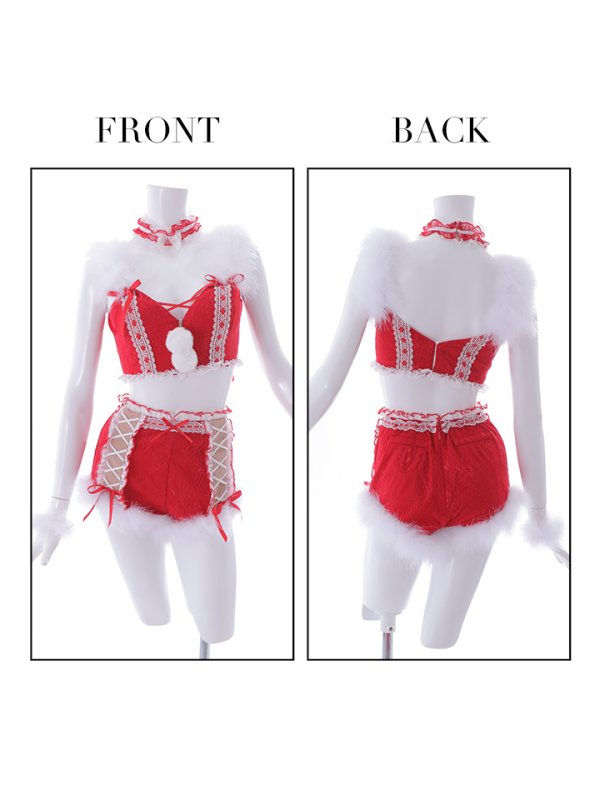 画像10: 【サンタセール！】ファーショルダー/ 編み上げレース切り替え/ セットアップサンタ【sugar nine サンタコス 7点セット】【S-Lサイズ/1カラー】[YMT] (10)