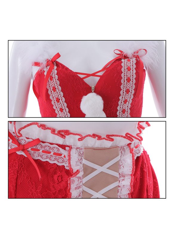 画像11: 【サンタセール！】ファーショルダー/ 編み上げレース切り替え/ セットアップサンタ【sugar nine サンタコス 7点セット】【S-Lサイズ/1カラー】[YMT] (11)