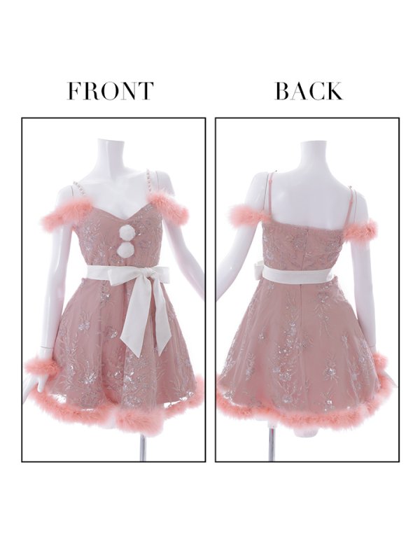 画像14: 【サンタセール！】ファーショルダー/ スパンコール刺繍フレアサンタ【sugar nine サンタコス 5点セット】【S-XLサイズ/2カラー】[YMT] (14)