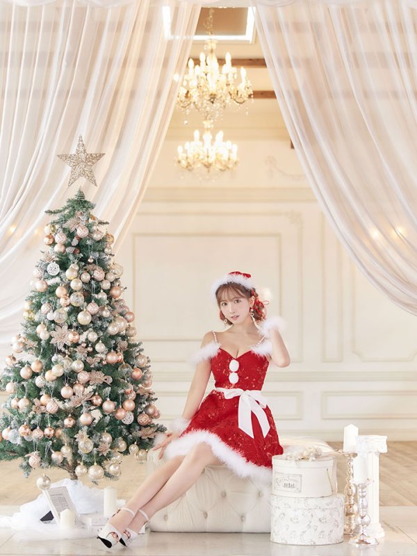 画像9: 【サンタセール！】ファーショルダー/ スパンコール刺繍フレアサンタ【sugar nine サンタコス 5点セット】【S-XLサイズ/2カラー】[YMT] (9)