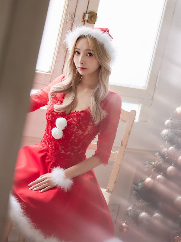 画像7: 【サンタセール！】刺繍レースフレアサンタ【sugar nine サンタコス 4点セット】【S-Lサイズ/2カラー】[YMT] (7)