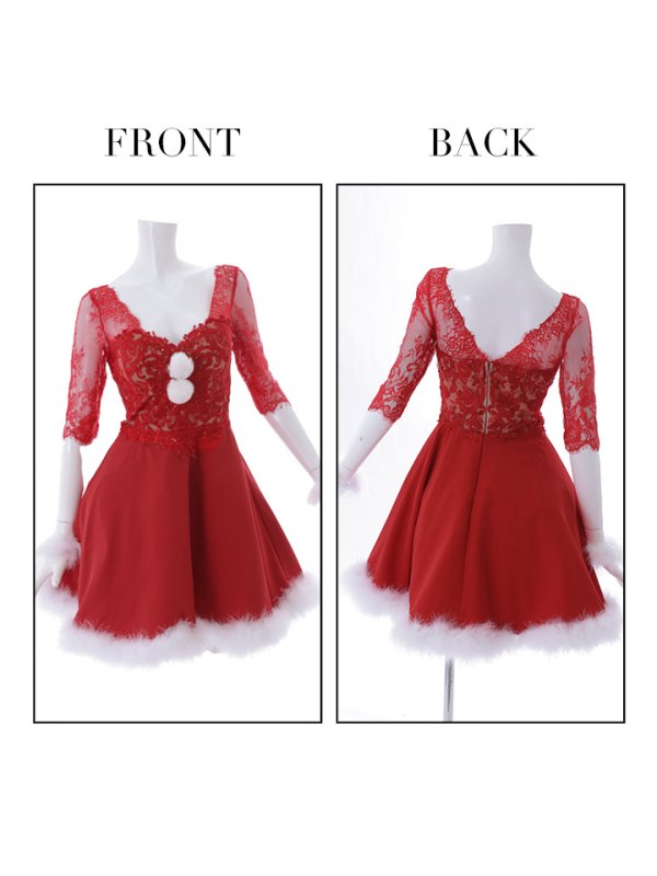 画像7: 【サンタセール！】刺繍レースフレアサンタ【sugar nine サンタコス 4点セット】【S-Lサイズ/2カラー】[YMT] (7)