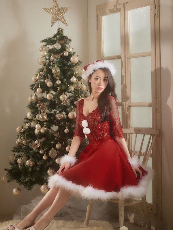 画像12: 【サンタセール！】刺繍レースフレアサンタ【sugar nine サンタコス 4点セット】【S-Lサイズ/2カラー】[YMT] (12)