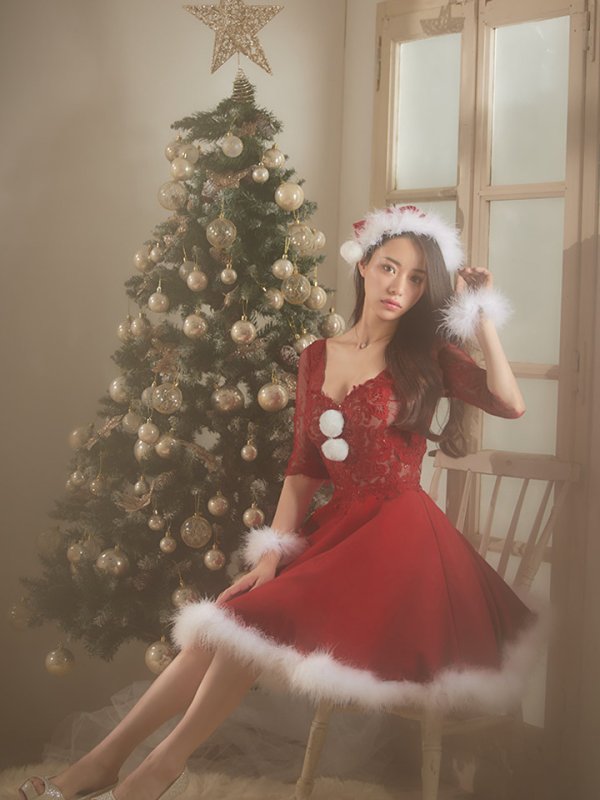 画像13: 【サンタセール！】刺繍レースフレアサンタ【sugar nine サンタコス 4点セット】【S-Lサイズ/2カラー】[YMT] (13)