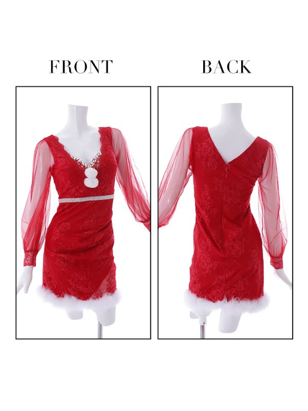 画像27: 【サンタセール！】総レースチュールロングスリーブサンタ【sugar nine サンタコス 3点セット】【S-Lサイズ/1カラー】[YMT] (27)